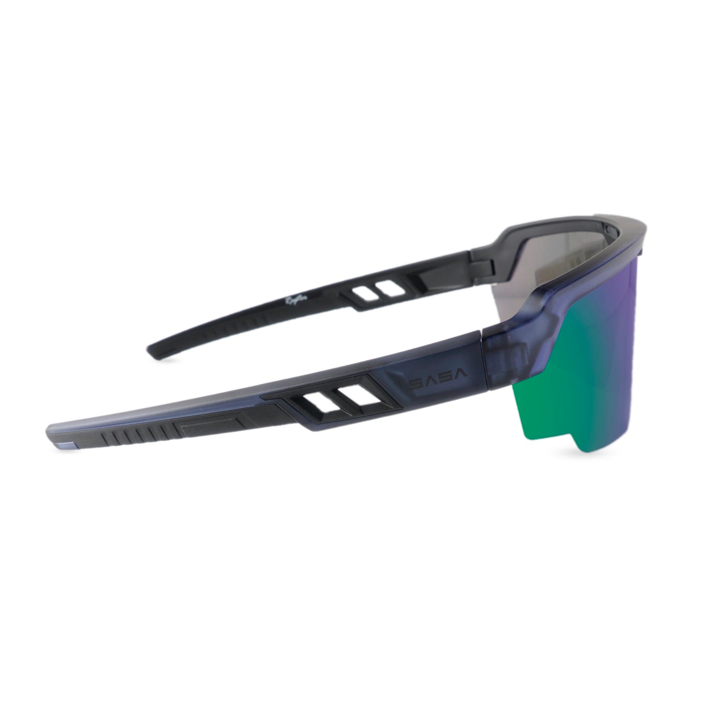 Piyush Chawla X SASA Raptor Translucent Blue Frame Green Revo Lens Sports Sunglasses