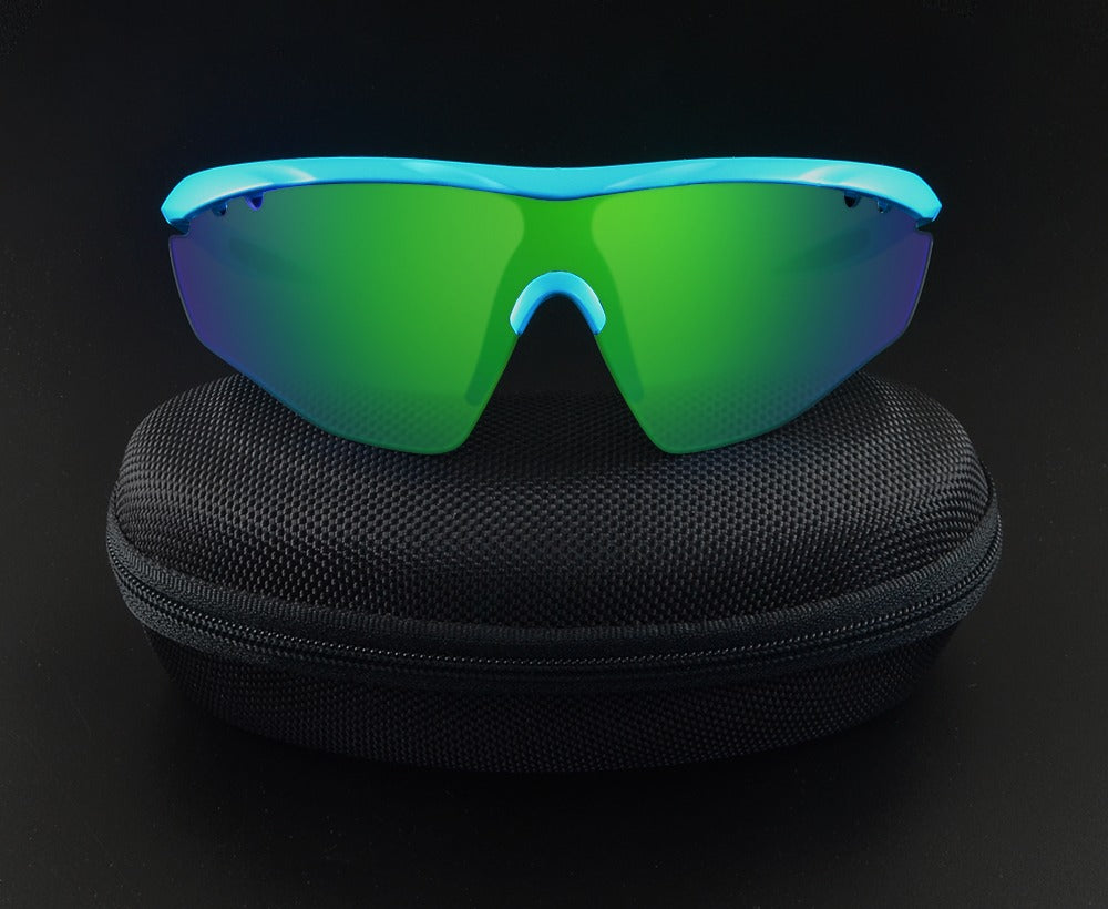 SASA Hawkeye Matte Turquoise Blue Frame Green Revo Lens Sports Sunglasses