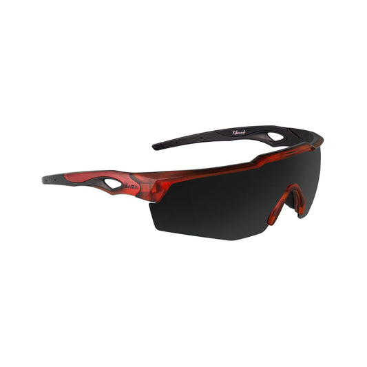 sports sunglasses with red and black frame
