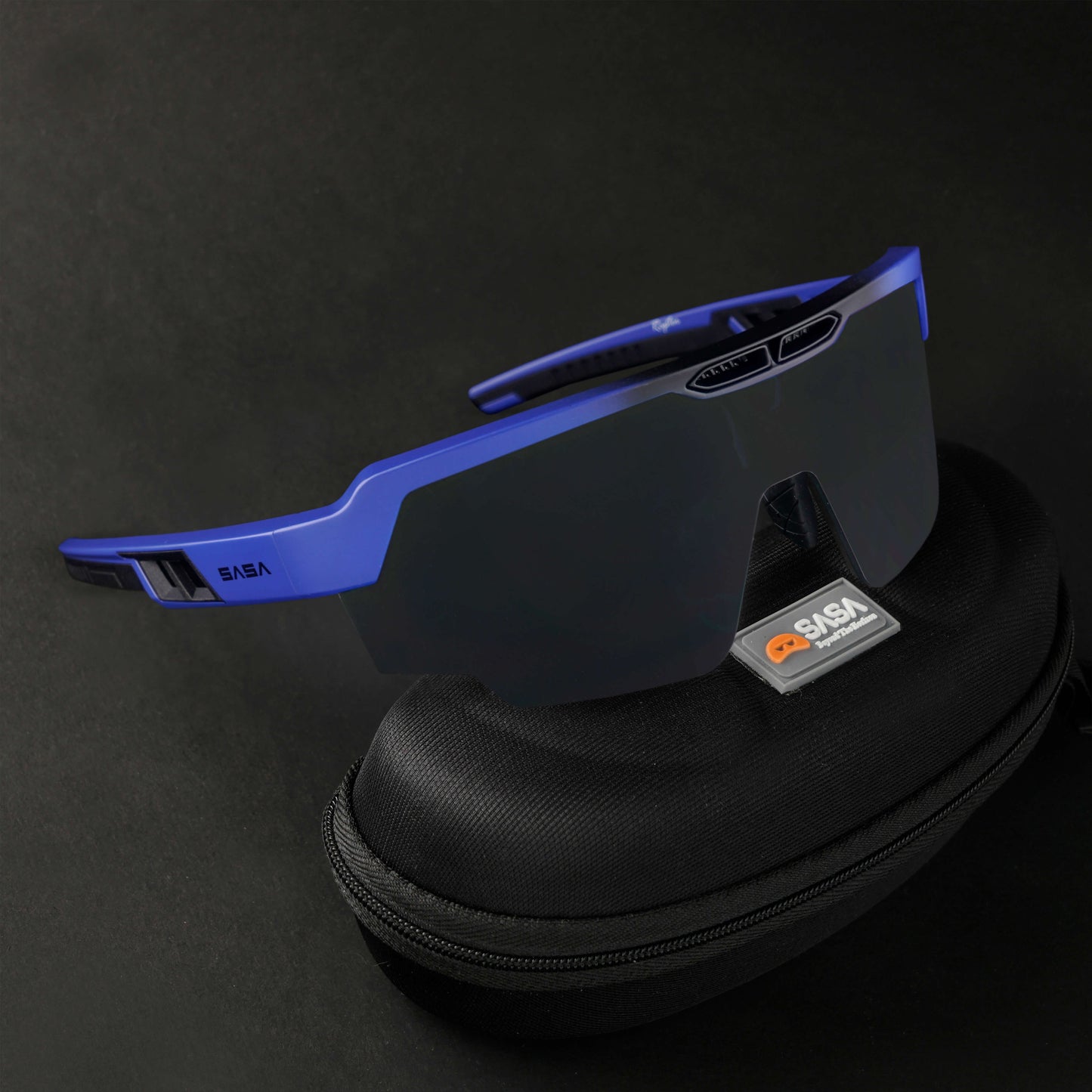 SASA Raptor Matte Blue Frame Black Smoke Lens Sports Sunglasses