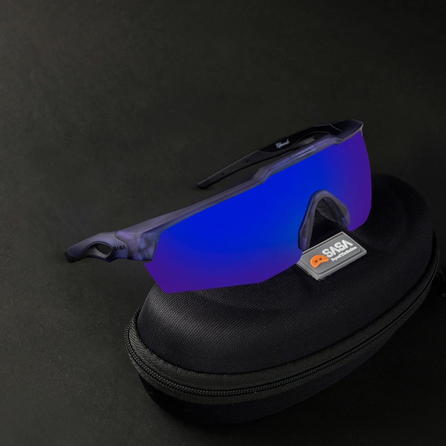 SASA Rebound Translucent Blue Frame Blue Revo Lens Sports Sunglasses