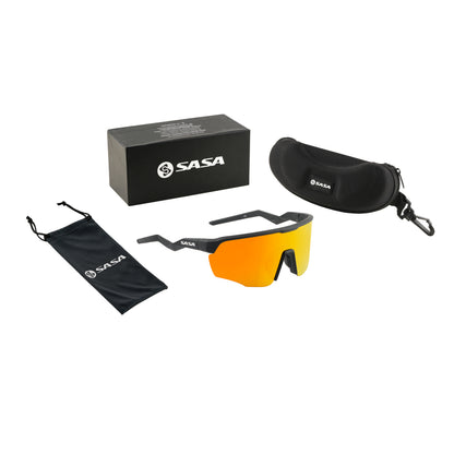 SASA VIPER MATTE BLACK FRAME LENS PC SMOKE GOLD REVO SPORTS SUNGLASSES FOR CRICKET I CYCLING I MARATHON