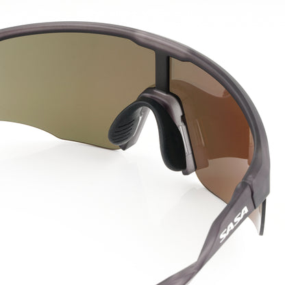 SASA VIPER TRANSLUCENT GREY FRAME LENS PC SMOKE GOLD REVO SPORTS SUNGLASSES FOR CRICKET I CYCLING I MARATHON
