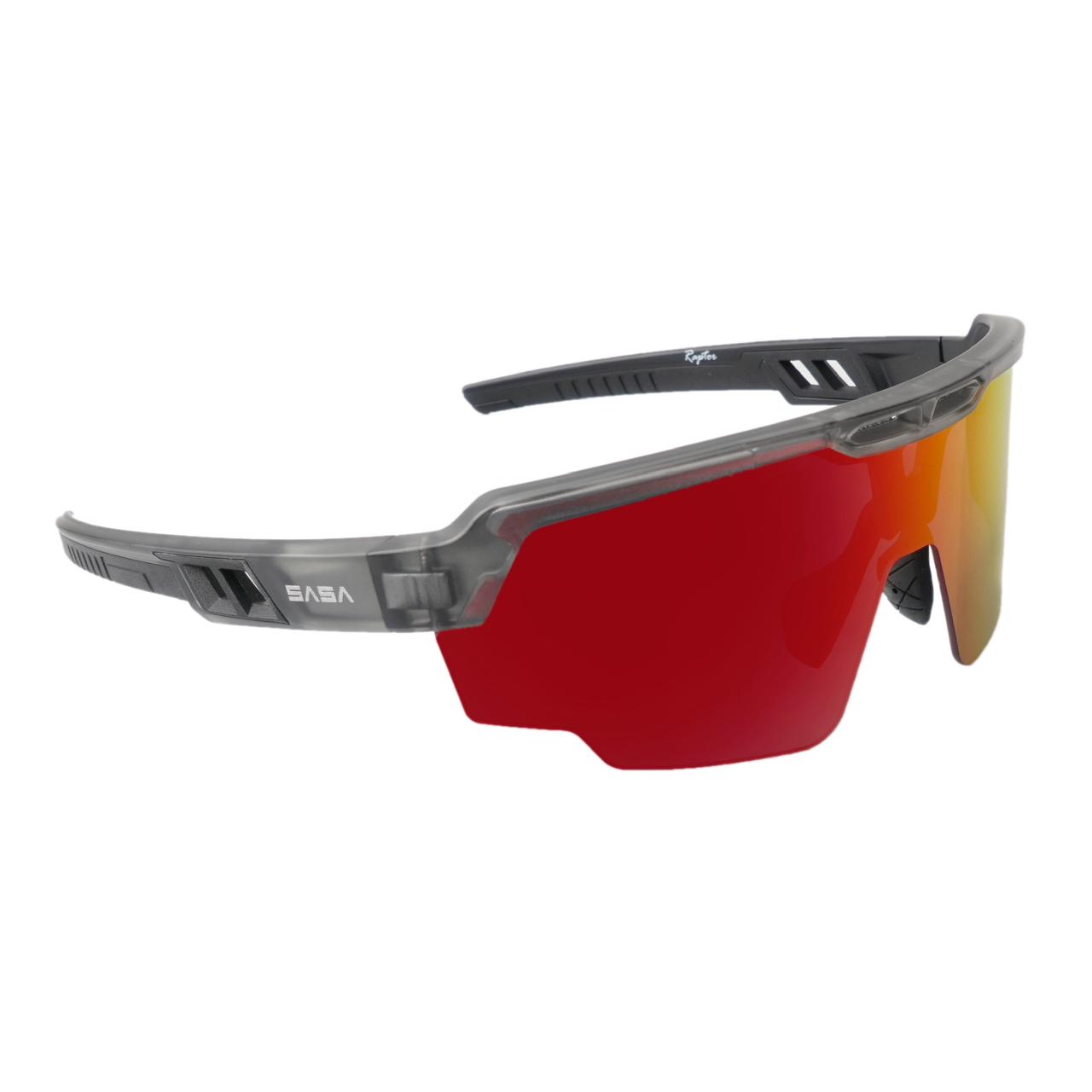 RAPTOR TRANSLUCENT GREY FRAME RED REVO LENS