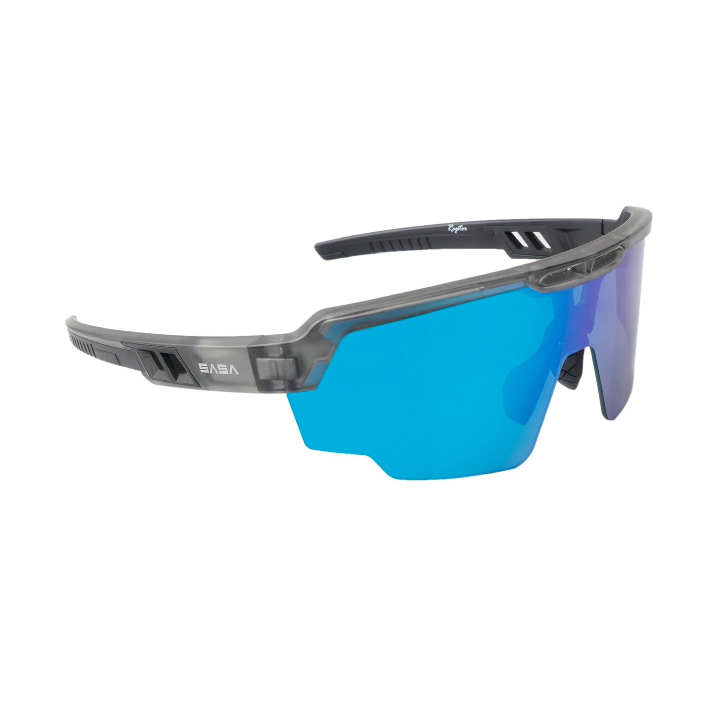 RAPTOR TRANSLUCENT GREY FRAME ICE BLUE REVO LENS