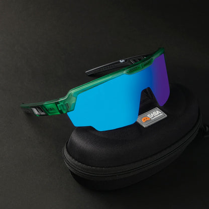 RAPTOR TRANSLUCENT GREEN FRAME ICE BLUE REVO LENS