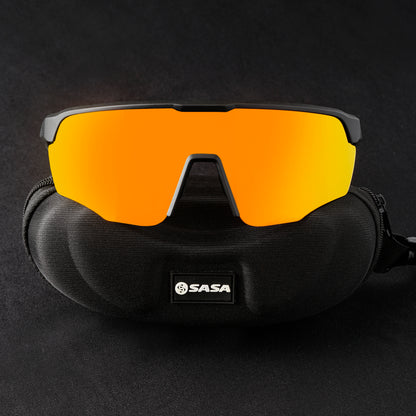 SASA VIPER MATTE BLACK FRAME LENS PC SMOKE GOLD REVO SPORTS SUNGLASSES FOR CRICKET I CYCLING I MARATHON