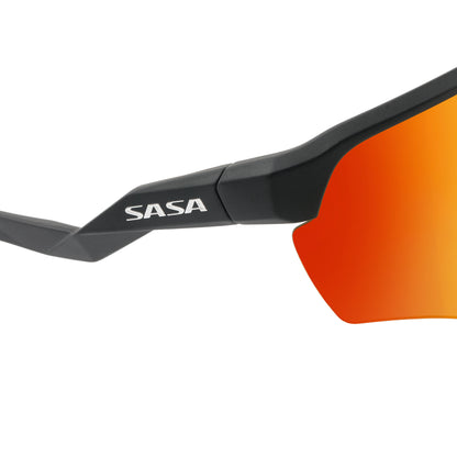 SASA VIPER MATTE BLACK FRAME LENS PC SMOKE RED REVO SPORTS SUNGLASSES FOR CRICKET I CYCLING I MARATHON