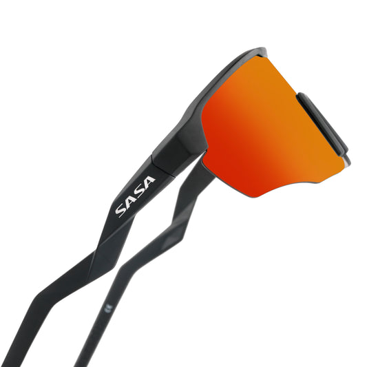 SASA VIPER MATTE BLACK FRAME LENS PC SMOKE RED REVO SPORTS SUNGLASSES FOR CRICKET I CYCLING I MARATHON