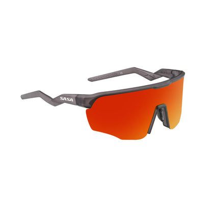 SASA VIPER TRANSLUCENT GREY FRAME LENS PC SMOKE RED REVO SPORTS SUNGLASSES FOR CRICKET I CYCLING I MARATHON