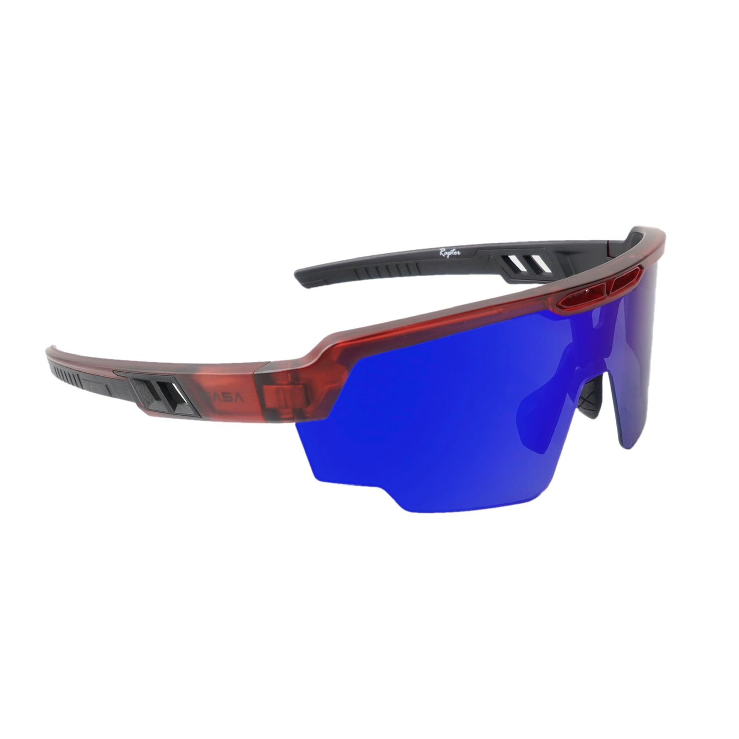 RAPTOR TRANSLUCENT RED FRAME BLUE REVO LENS