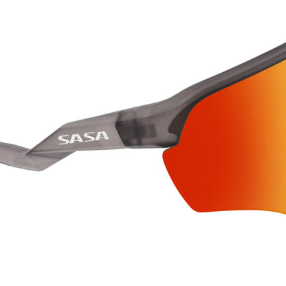 SASA VIPER TRANSLUCENT GREY FRAME LENS PC SMOKE RED REVO SPORTS SUNGLASSES FOR CRICKET I CYCLING I MARATHON