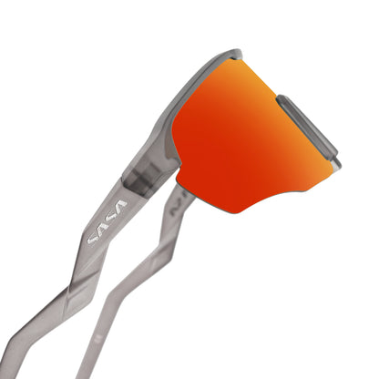 SASA VIPER TRANSLUCENT GREY FRAME LENS PC SMOKE RED REVO SPORTS SUNGLASSES FOR CRICKET I CYCLING I MARATHON