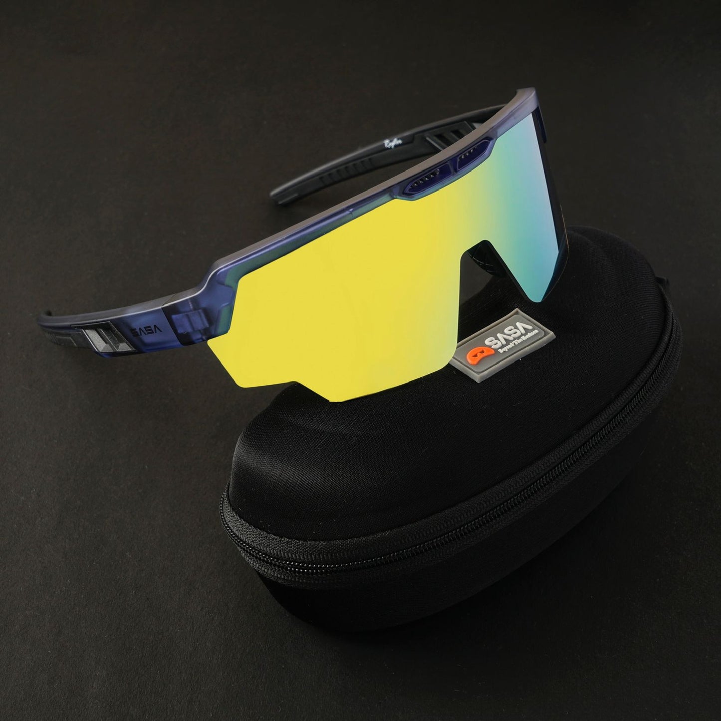 RAPTOR TRANSLUCENT BLUE FRAME YELLOW REVO LENS