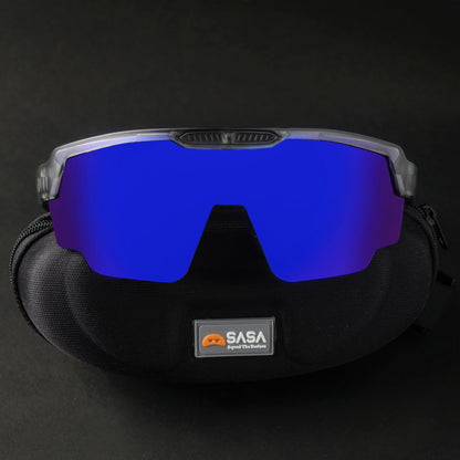 RAPTOR TRANSLUCENT GREY FRAME BLUE REVO LENS