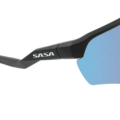 SASA VIPER MATTE BLACK FRAME LENS PC SMOKE ICE BLUE REVO SPORTS SUNGLASSES FOR CRICKET I CYCLING I MARATHON