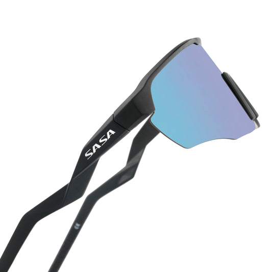 SASA VIPER MATTE BLACK FRAME LENS PC SMOKE ICE BLUE REVO SPORTS SUNGLASSES FOR CRICKET I CYCLING I MARATHON
