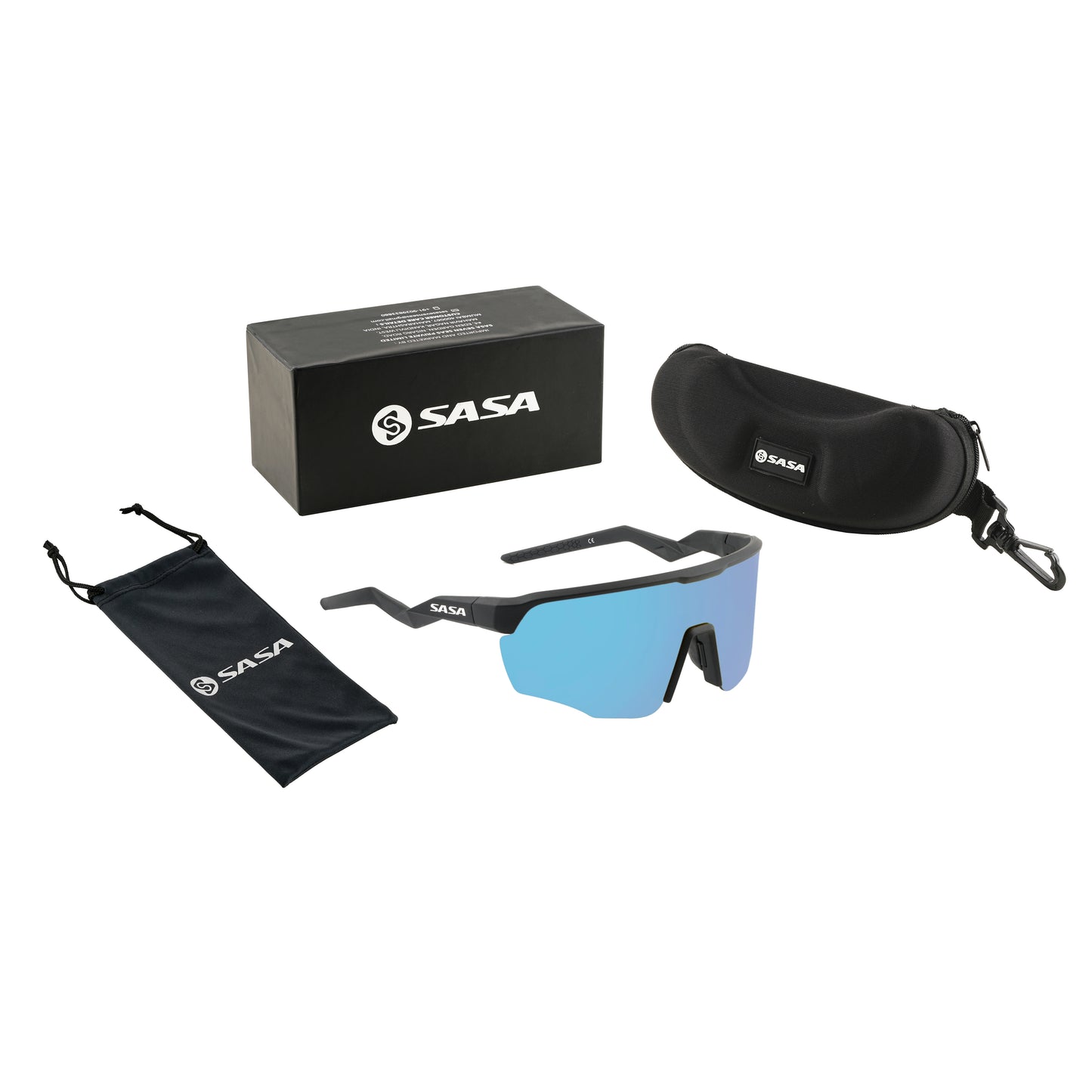 SASA VIPER MATTE BLACK FRAME LENS PC SMOKE ICE BLUE REVO SPORTS SUNGLASSES FOR CRICKET I CYCLING I MARATHON