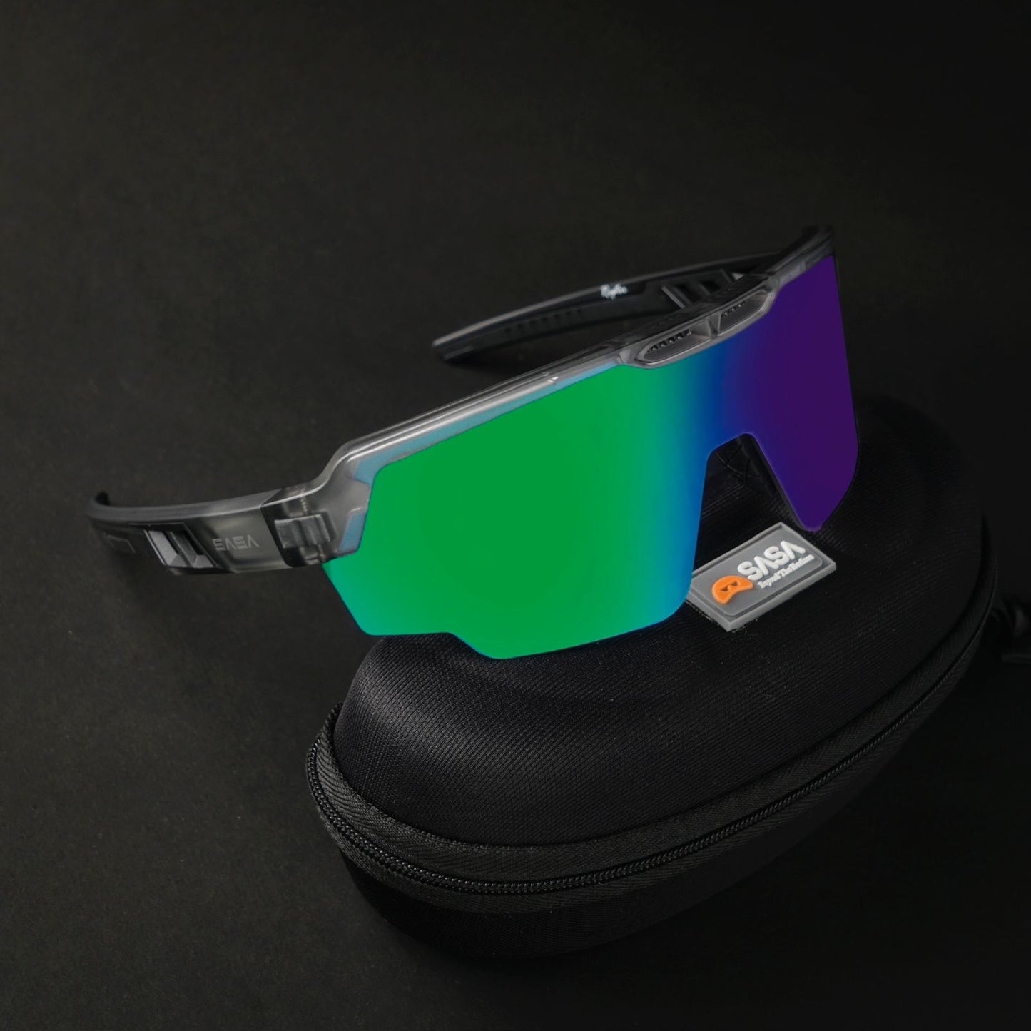 RAPTOR TRANSLUCENT GREY FRAME GREEN REVO LENS