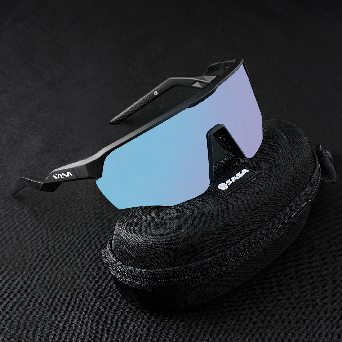 SASA VIPER MATTE BLACK FRAME LENS PC SMOKE ICE BLUE REVO SPORTS SUNGLASSES FOR CRICKET I CYCLING I MARATHON
