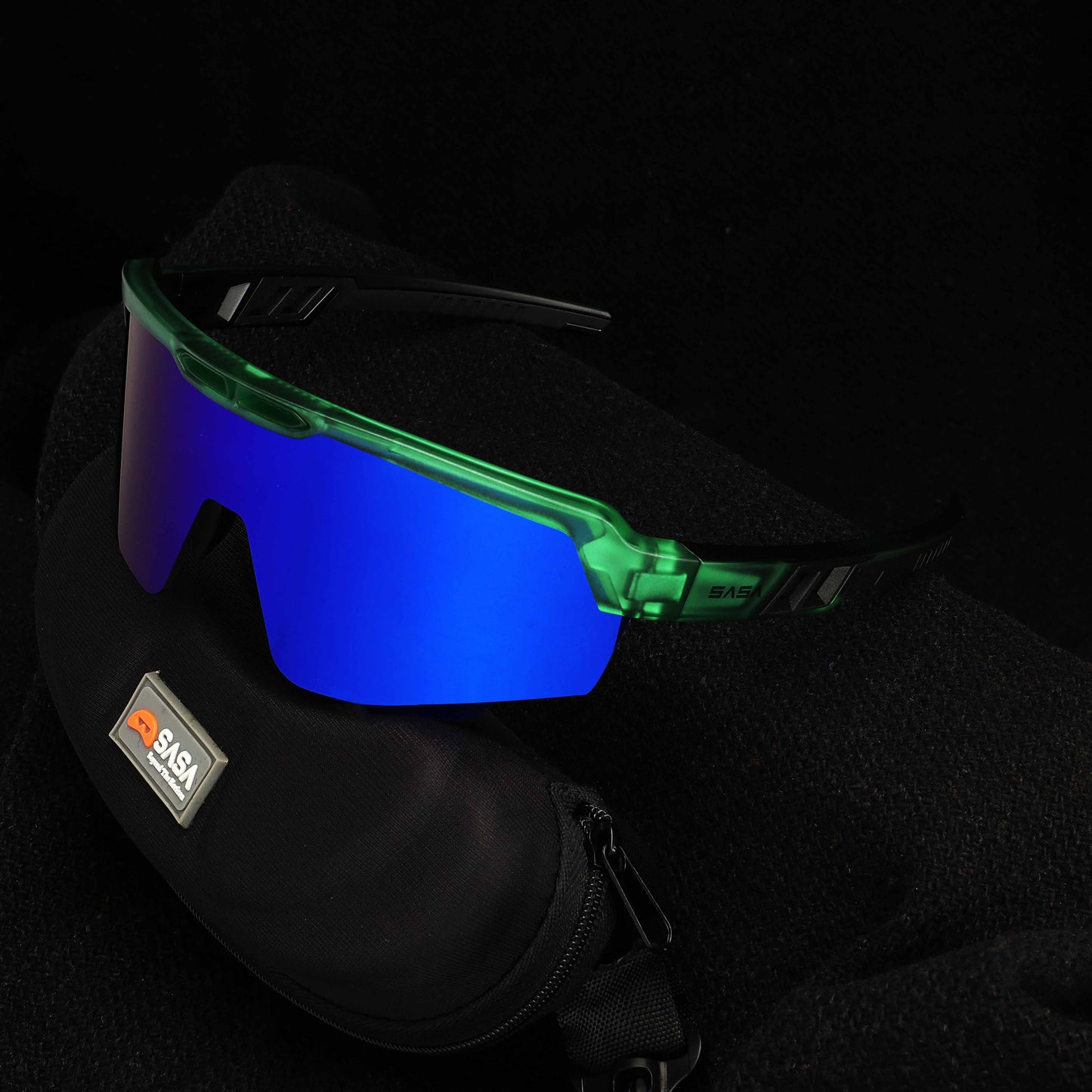 RAPTOR TRANSLUCENT GREEN FRAME BLUE REVO LENS