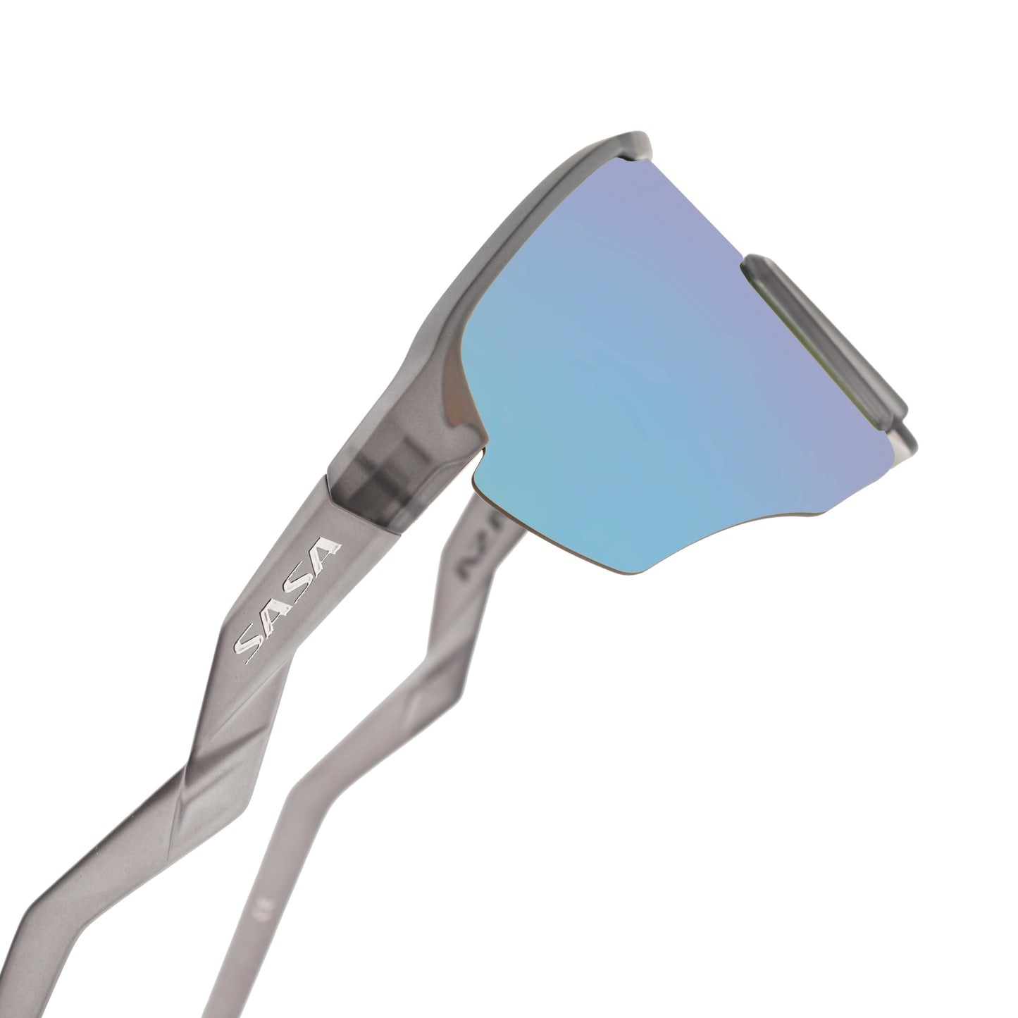 SASA VIPER TRANSLUCENT GREY FRAME LENS PC SMOKE ICE BLUE REVO SPORTS SUNGLASSES FOR CRICKET I CYCLING I MARATHON