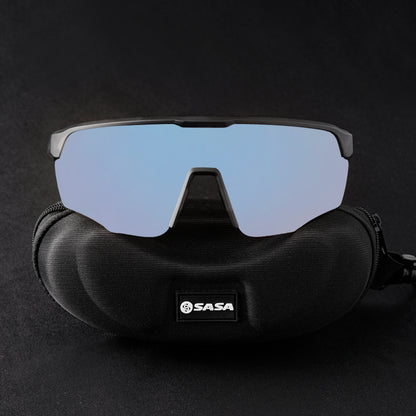 SASA VIPER TRANSLUCENT GREY FRAME LENS PC SMOKE ICE BLUE REVO SPORTS SUNGLASSES FOR CRICKET I CYCLING I MARATHON