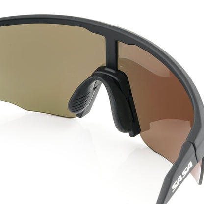 SASA VIPER MATTE BLACK FRAME LENS PC SMOKE GOLD REVO SPORTS SUNGLASSES FOR CRICKET I CYCLING I MARATHON