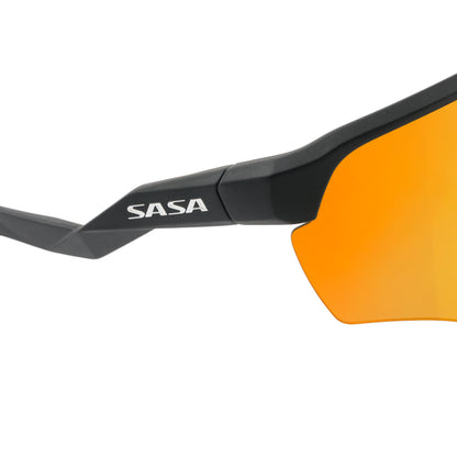 SASA VIPER MATTE BLACK FRAME LENS PC SMOKE GOLD REVO SPORTS SUNGLASSES FOR CRICKET I CYCLING I MARATHON