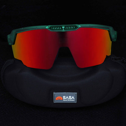 RAPTOR TRANSLUCENT GREEN FRAME RED REVO LENS