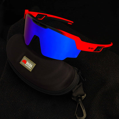 RAPTOR MATTE RED FRAME BLUE REVO LENS