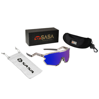 SASA Z SERIES PRISMATIC GREY FRAME WITH BLUE REVO LENS