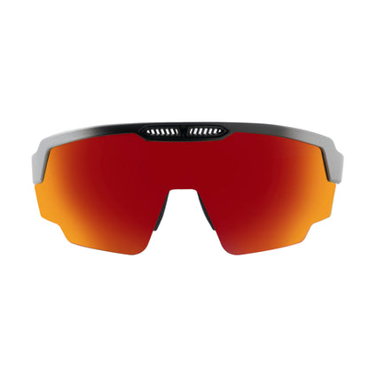 RAPTOR MATTE SILVER/BLACK FRAME RED REVO LENS