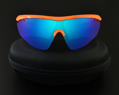 MATTE ORANGE FRAME WITH BLUE REVO LENS HAWKEYE