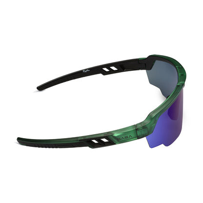 RAPTOR TRANSLUCENT GREEN FRAME BLUE REVO LENS