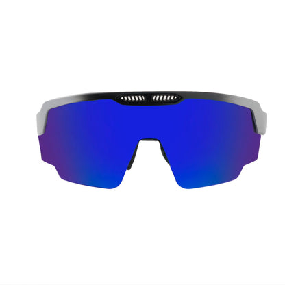 RAPTOR MATTE SILVER / BLACK FRAME BLUE REVO LENS