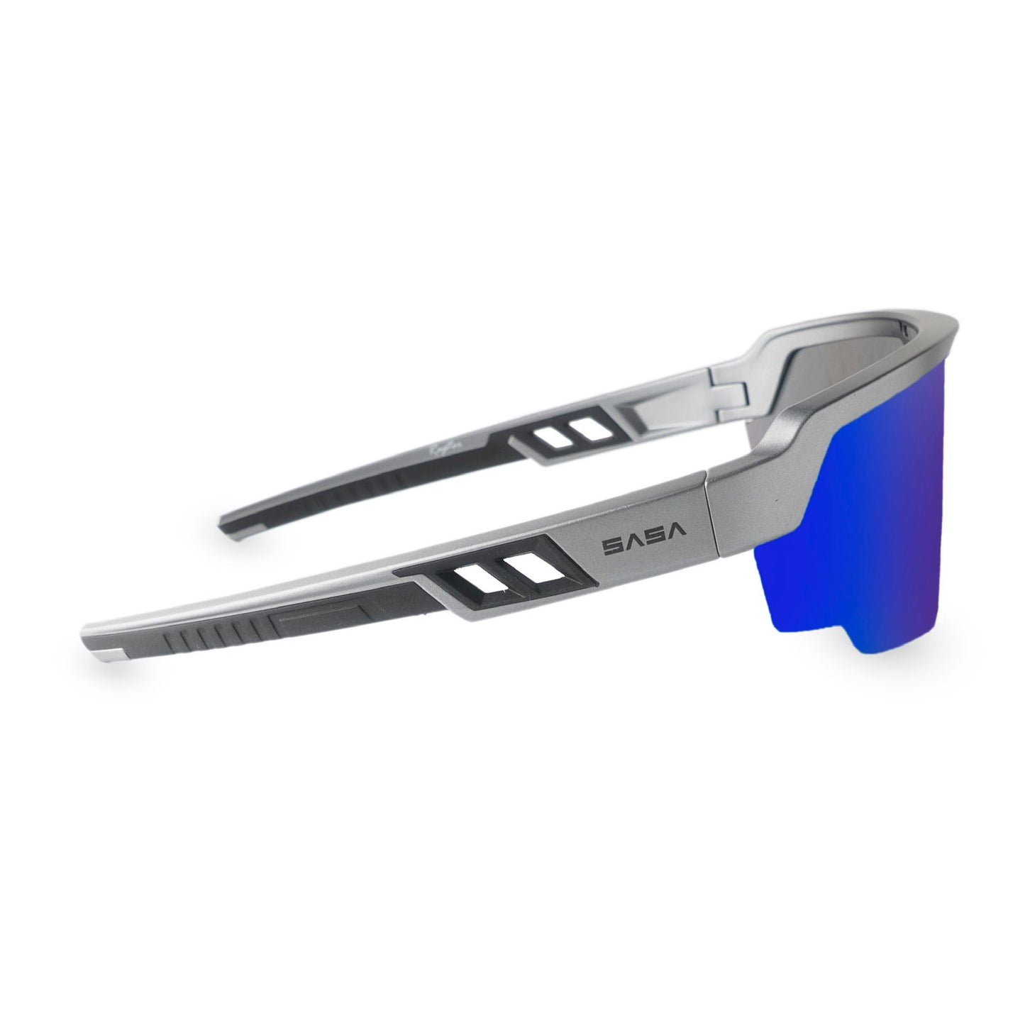 RAPTOR MATTE SILVER / BLACK FRAME BLUE REVO LENS