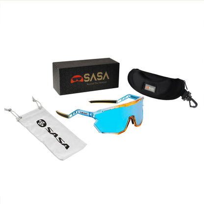 SASA Z Series Prismatic Blue / Orange Frame with Ice Blue Revo Lens