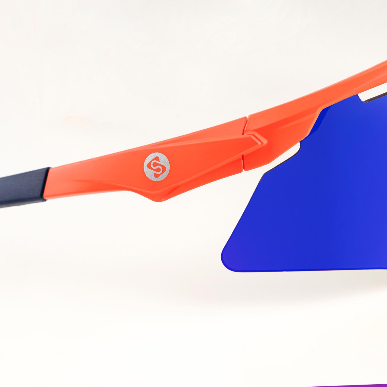 SASA M SERIES MATTE ORANGE FRAME WITH BLUE REVO LENS