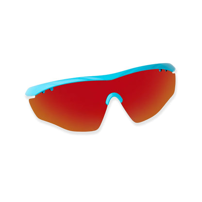 MATTE TURQUISE BLUE FRAME WITH RED REVO LENS HAWKEYE