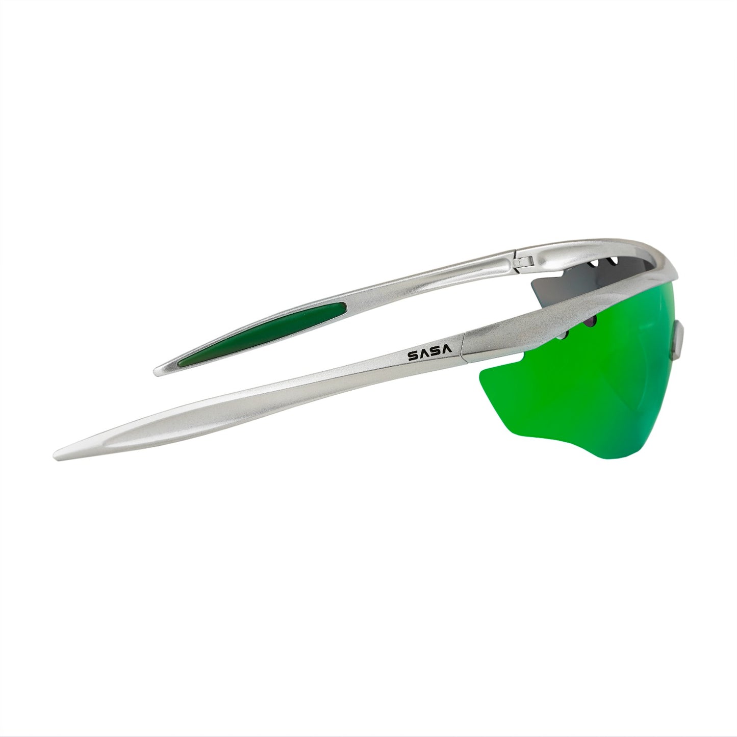 MATTE SILVER FRAME WITH GREEN REVO LENS HAWKEYE