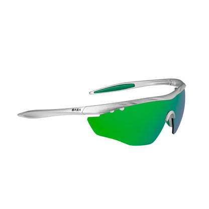 MATTE SILVER FRAME WITH GREEN REVO LENS HAWKEYE