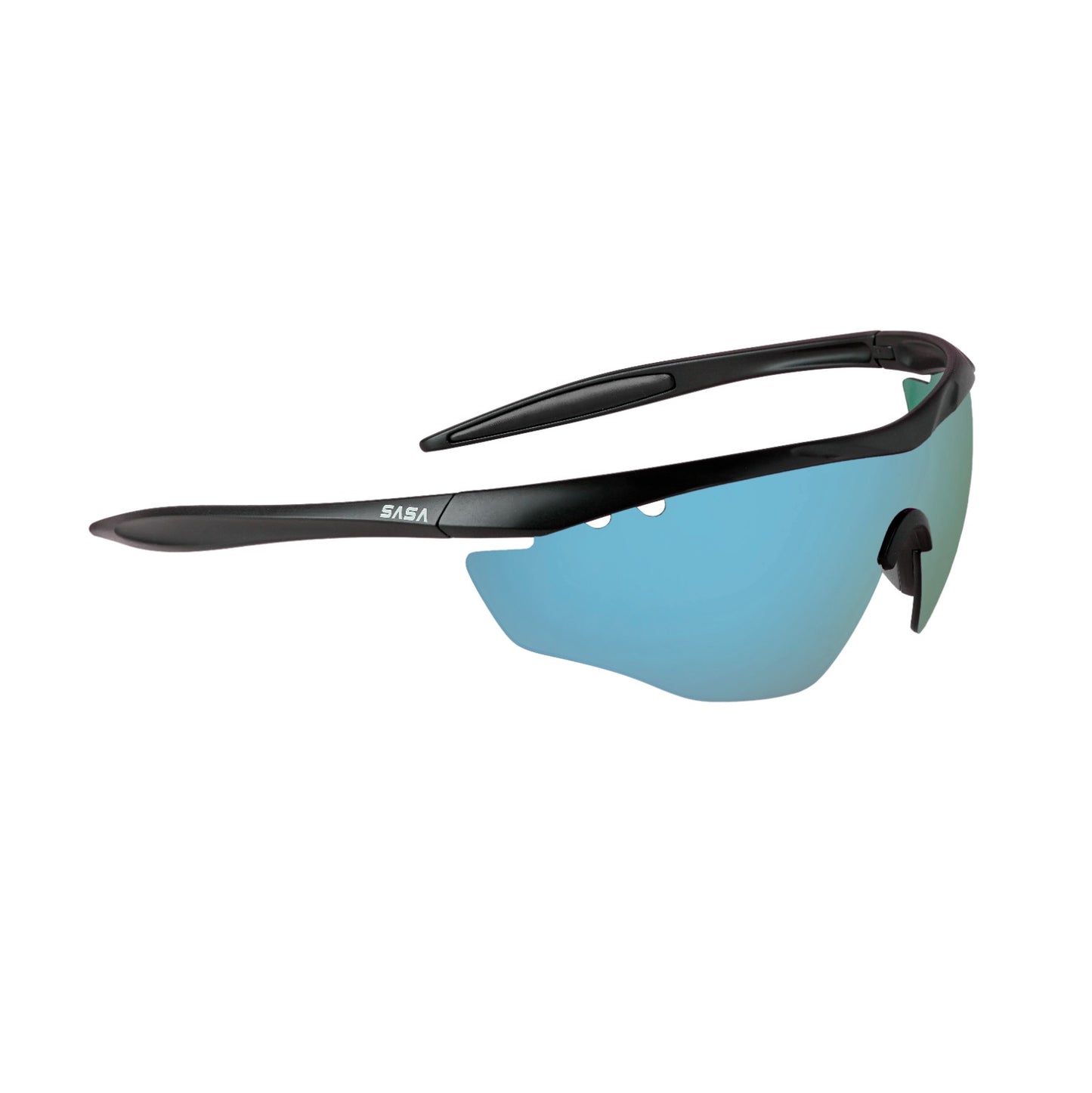 MATTE BLACK FRAME WITH ICE BLUE REVO LENS HAWKEYE