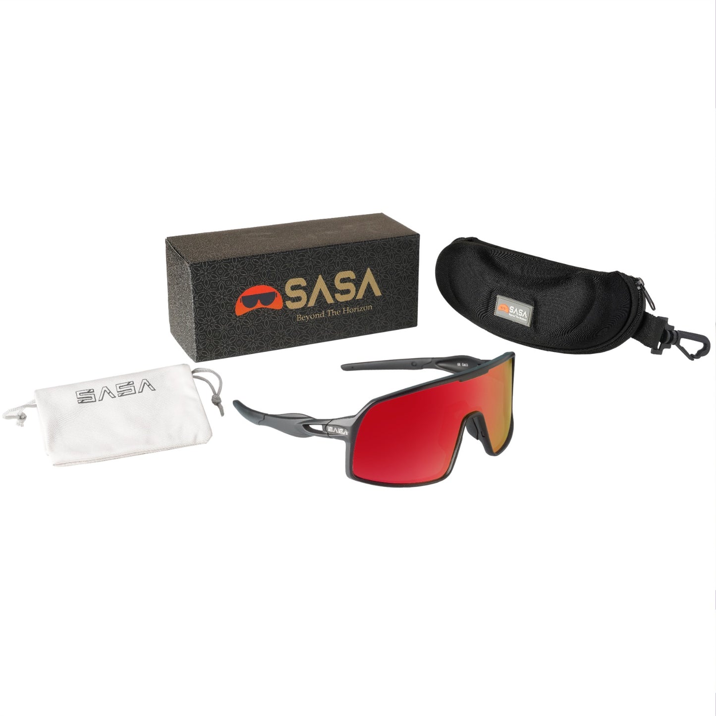 OMEGA BLACK FRAME RED LENS