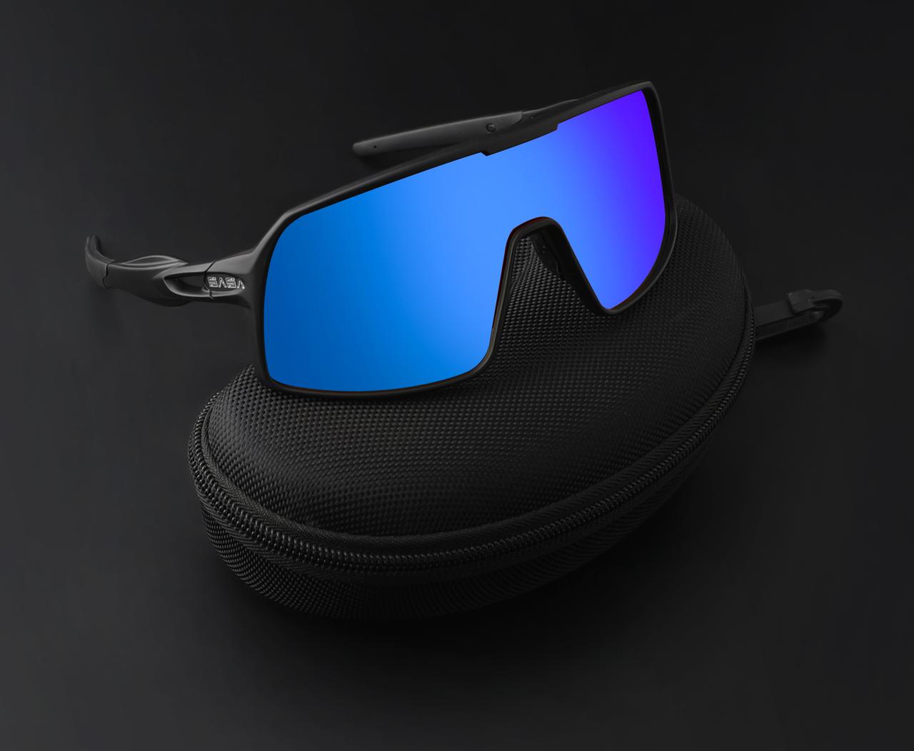 OMEGA BLACK FRAME BLUE LENS