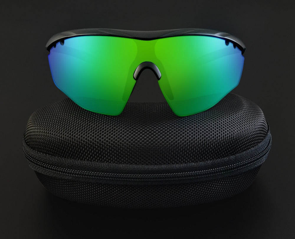 MATTE BLACK FRAME WITH GREEN REVO LENS HAWKEYE