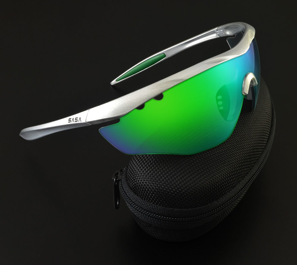 MATTE SILVER FRAME WITH GREEN REVO LENS HAWKEYE