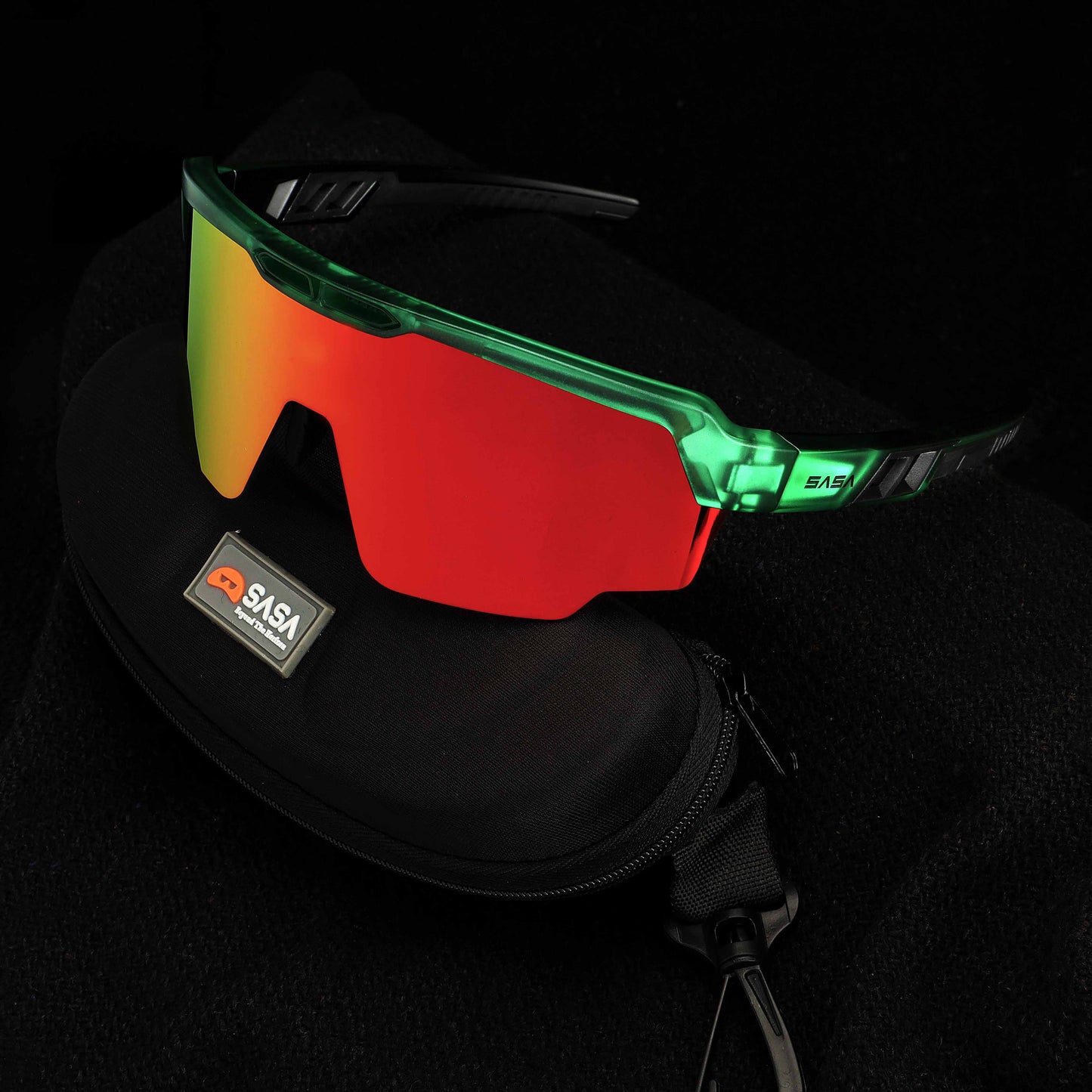 RAPTOR TRANSLUCENT GREEN FRAME RED REVO LENS